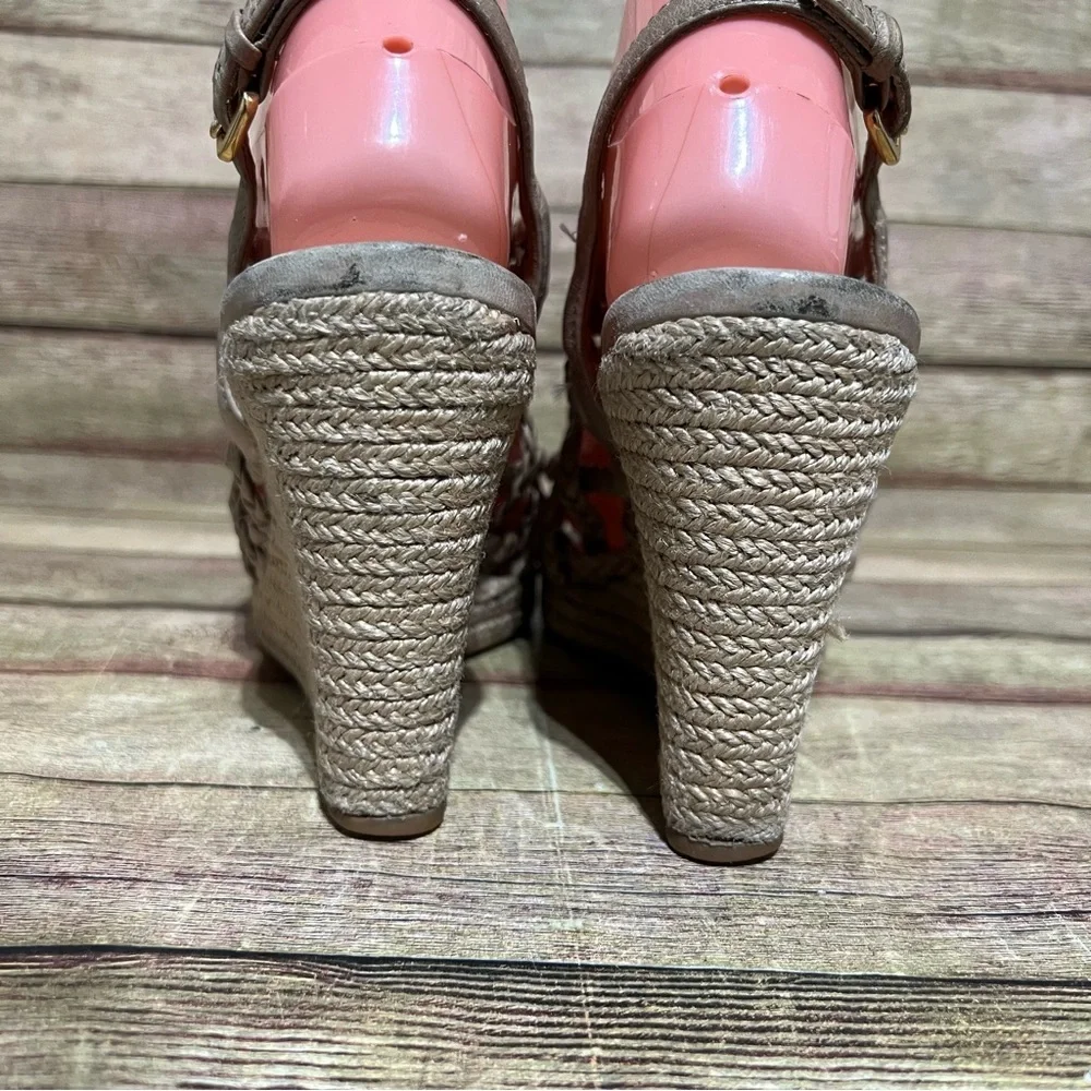 Prada Leather Braided Accent Slingback Sandals